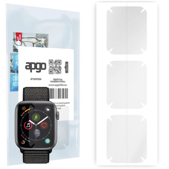 3x Folia hydrożelowa do Apple Watch 4 (44mm) - apgo Smartwatch Hydrogel Protection Ochrona na ekran smartwatcha apgo