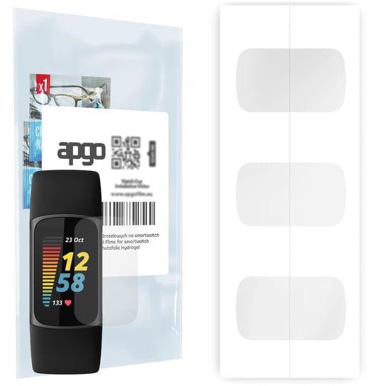 3x Folia hydrożelowa do Fitbit Charge 5 - apgo Smartwatch Hydrogel Protection Ochrona na ekran smartwatcha apgo