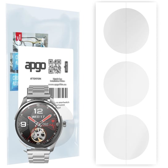 3x Folia hydrożelowa do G.Rossi SW012 - apgo Smartwatch Hydrogel Protection Ochrona na ekran smartwatcha apgo