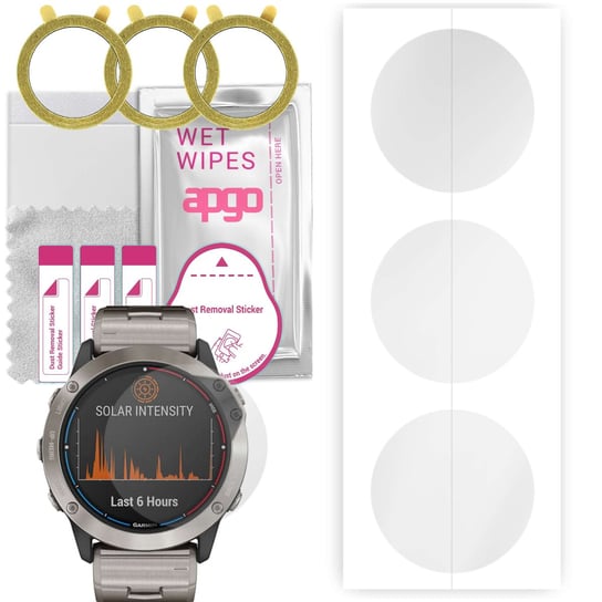 3x Folia hydrożelowa do Garmin Quatix 6x Solar - apgo Smartwatch Hydrogel Protection Ochrona na ekran smartwatcha apgo