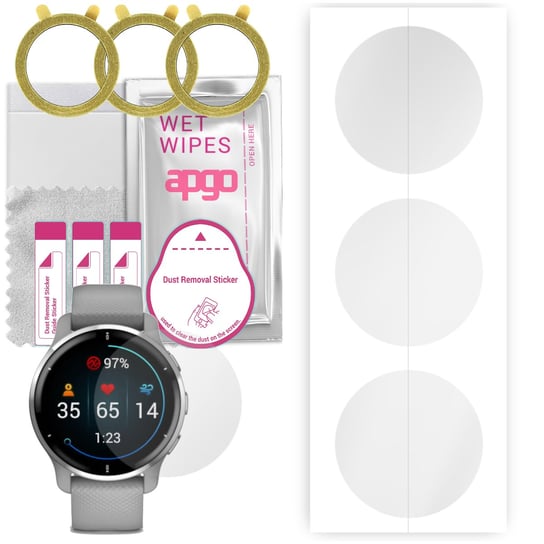 3x Folia hydrożelowa do Garmin Venu 2 Plus - apgo Smartwatch Hydrogel Protection Ochrona na ekran smartwatcha apgo