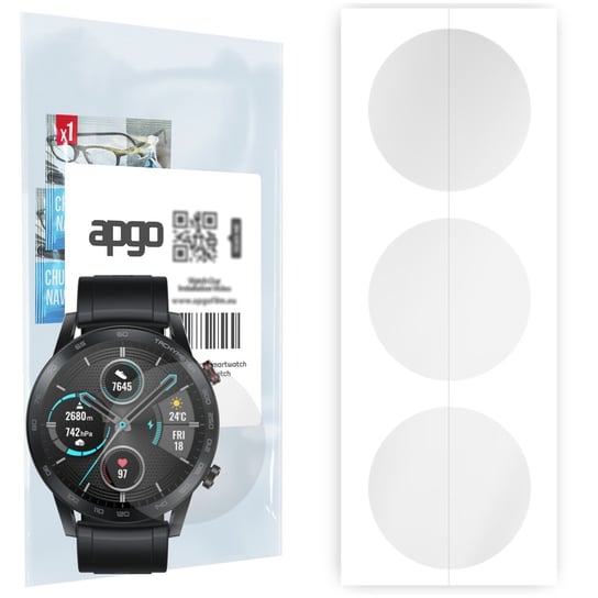 3x Folia hydrożelowa do Honor Magic Watch 2 46mm - apgo Smartwatch Hydrogel Protection Ochrona na ekran smartwatcha apgo