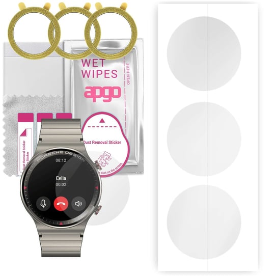 3x Folia hydrożelowa do Huawei Porsche Design Watch GT 2 - apgo Smartwatch Hydrogel Protection Ochrona na ekran smartwatcha apgo