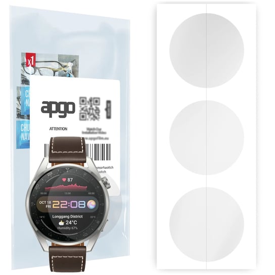 3x Folia hydrożelowa do Huawei Watch 3 Pro Classic - apgo Smartwatch Hydrogel Protection Ochrona na ekran smartwatcha apgo