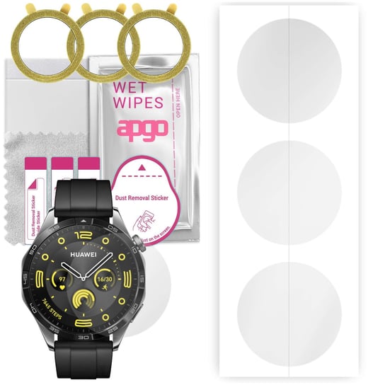 3x Folia hydrożelowa do Huawei Watch GT4 46 mm - apgo Smartwatch Hydrogel Protection Ochrona na ekran smartwatcha apgo
