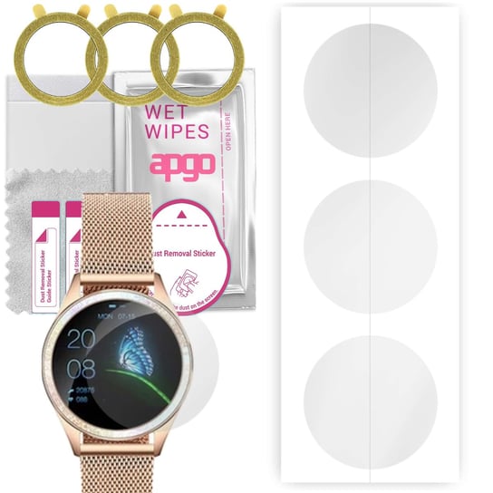 3x Folia hydrożelowa do Oro-Med Oro-Smart Cristal - apgo Smartwatch Hydrogel Protection Ochrona na ekran smartwatcha apgo