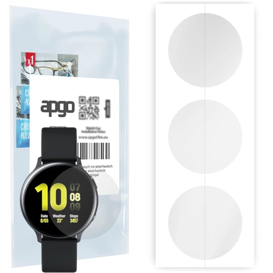 3x Folia hydrożelowa do Samsung Galaxy Watch Active 2 44mm - apgo Smartwatch Hydrogel Protection Ochrona na ekran smartwatcha apgo