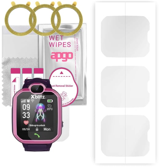 3x Folia hydrożelowa do Xblitz Kids Watch GPS Hear Me - apgo Smartwatch Hydrogel Protection Ochrona na ekran smartwatcha apgo