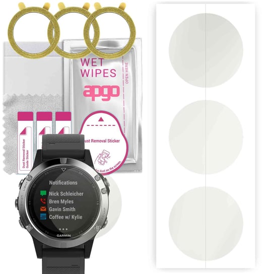 3x Folia hydrożelowa MATOWA do Garmin Fenix 5 Pus - apgo Smartwatch Hydrogel MATTE Protection Ochrona na ekran smartwatcha apgo