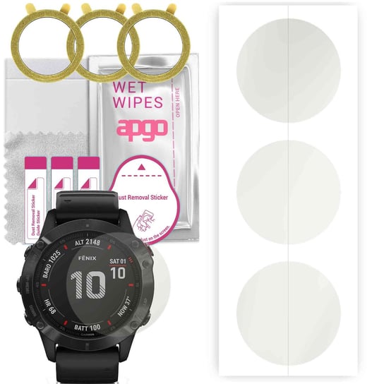 3x Folia hydrożelowa MATOWA do Garmin Fenix 6X - apgo Smartwatch Hydrogel MATTE Protection Ochrona na ekran smartwatcha apgo