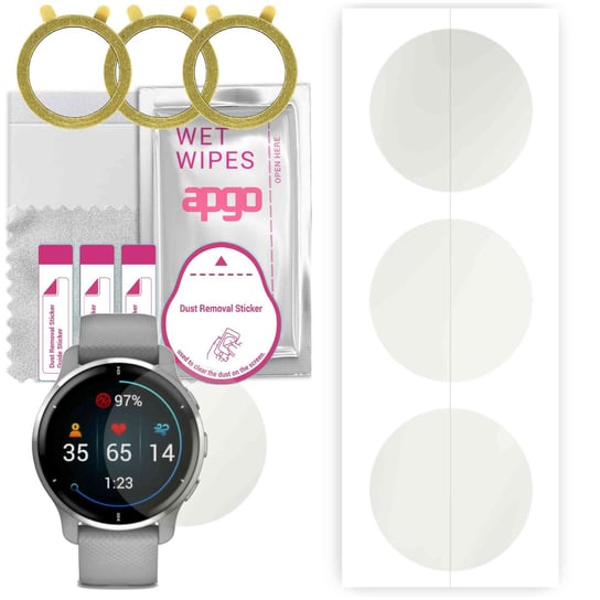 3x Folia hydrożelowa MATOWA do Garmin Venu 2 Plus - apgo Smartwatch Hydrogel MATTE Protection Ochrona na ekran smartwatcha apgo