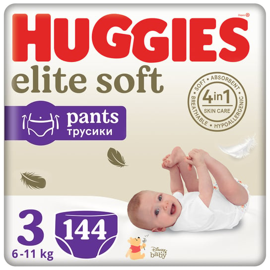 3X Huggies Elite Soft Pants Mega Pieluchomajtki Rozmiar 3 (6-11 Kg) 48Szt Huggies