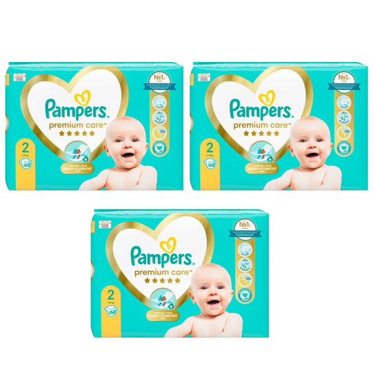 3x Pieluchy PAMPERS Premium Care roz 2 (4-8 kg) Mini 68 szt. Pampers