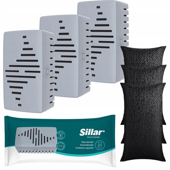 3x Sillar pochłaniacz zapachów do lodówki i szafek + 3x wymienny wkład Sillar
