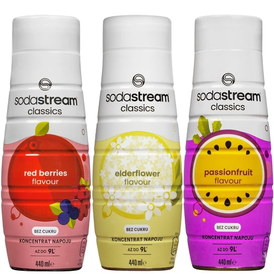 3x Syrop do SodaStream Red Berries Zero 440ml + Elderflower Zero 440ml + Passionfruit Zero 440ml SodaStream