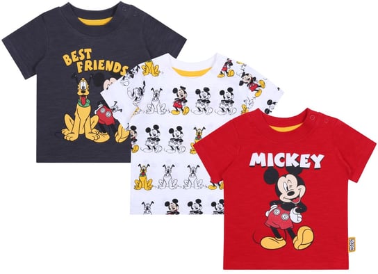 3x Szaro-biało-czerwone koszulki Myszka Mickey DISNEY REVIKAM