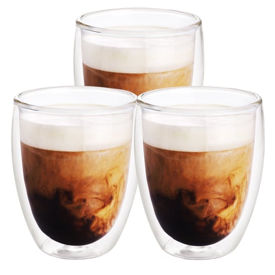 3X Szklanka Termiczna Z Podwójnym Szkłem 250Ml Wessper Crystallatte, Caffe Latte Wessper