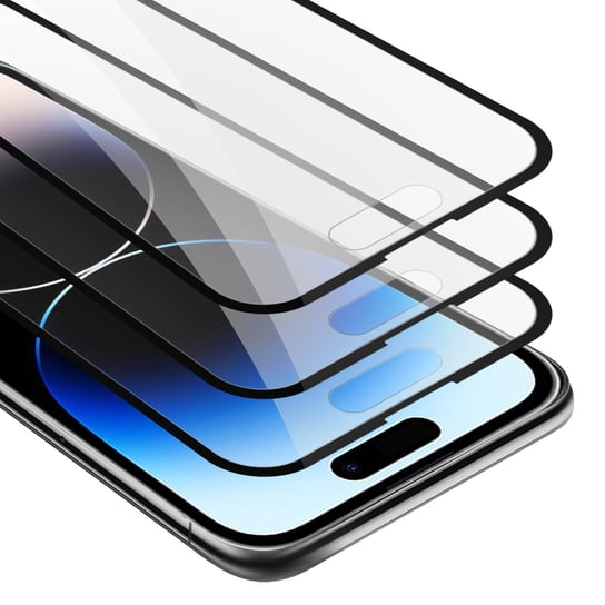 3x Szkło Hartowane Do Apple iPhone 14 PRO Folia pancerna Ochronny w PRZEZROCZYSTY Z CZARNYM Tempered Glass Cadorabo Cadorabo