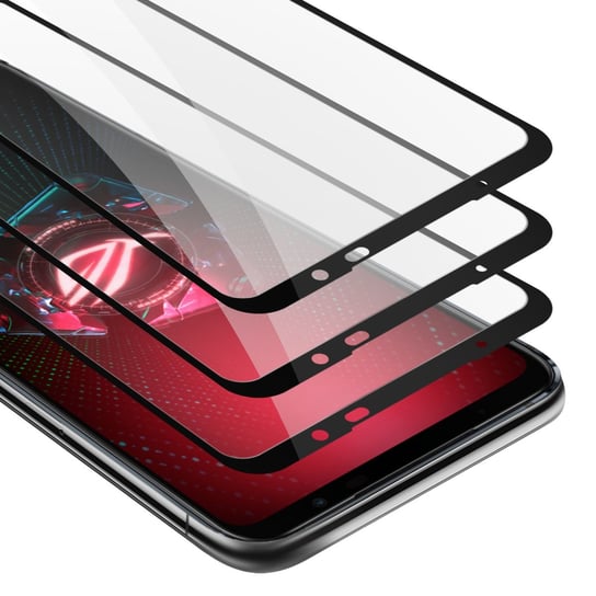 3x Szkło Hartowane Do Asus ROG Phone 5 Folia pancerna Ochronny w PRZEZROCZYSTY Z CZARNYM Tempered Glass Cadorabo Cadorabo