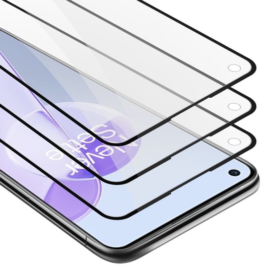 3x Szkło Hartowane Do OnePlus 9RT 5G Folia pancerna Ochronny w PRZEZROCZYSTY Z CZARNYM Tempered Glass Cadorabo Cadorabo