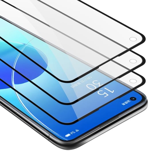 3x Szkło Hartowane Do Oppo Reno6 5G Folia pancerna Ochronny w PRZEZROCZYSTY Z CZARNYM Tempered Glass Cadorabo Cadorabo