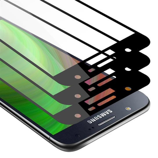 3x Szkło Hartowane Do Samsung Galaxy J7 2015 Folia pancerna Ochronny w PRZEZROCZYSTY Z CZARNYM Tempered Glass Cadorabo Cadorabo