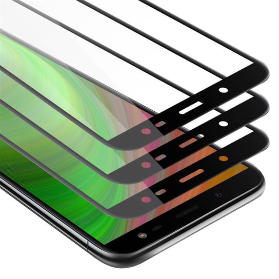3x Szkło Hartowane Do Samsung Galaxy J8 2018 Folia pancerna Ochronny w PRZEZROCZYSTY Z CZARNYM Tempered Glass Cadorabo Cadorabo