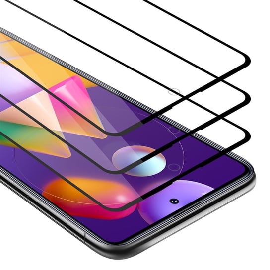 3x Szkło Hartowane Do Samsung Galaxy M31s Folia pancerna Ochronny w PRZEZROCZYSTY Z CZARNYM Tempered Glass Cadorabo Cadorabo