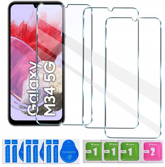 3X Szkło Hartowane Do Samsung Galaxy M34 5G Szybka 9H | Zestaw 3 Sztuk Krainagsm