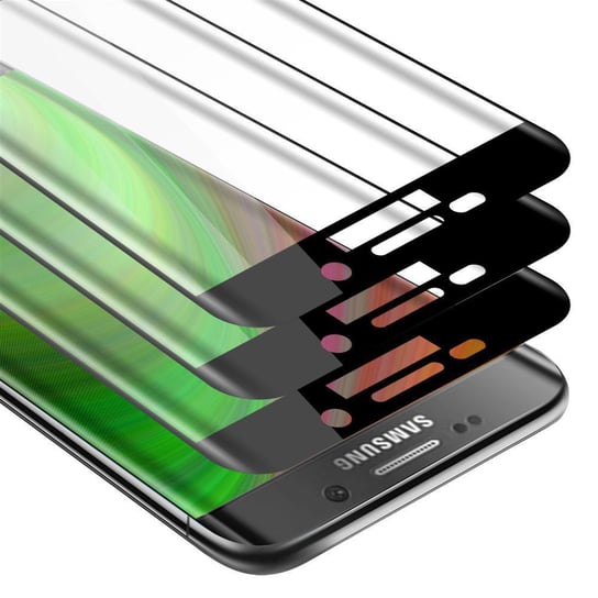 3x Szkło Hartowane Do Samsung Galaxy S6 EDGE Folia pancerna Ochronny w PRZEZROCZYSTY Z CZARNYM Tempered Glass Cadorabo Cadorabo