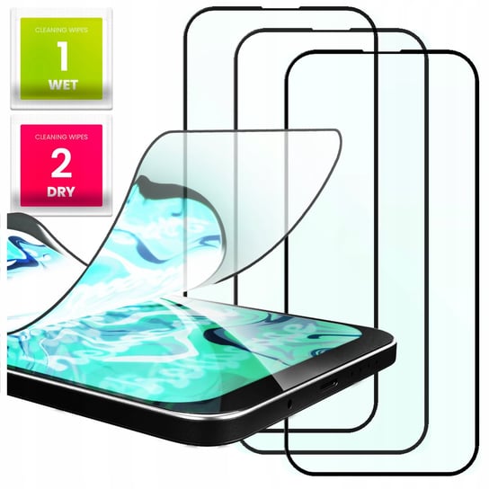 3x Szkło Hybrydowe do iPhone 15 PRO MAX (szybka 9H,ochronne, na cały ekran) Hello Case