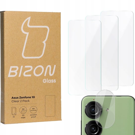 3x Szkło + szybka na aparat BIZON Clear 2 Pack do Asus Zenfone 10 Bizon