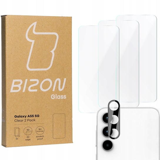 3x Szkło + szybka na aparat BIZON Clear 2 Pack do Galaxy A55 5G Bizon
