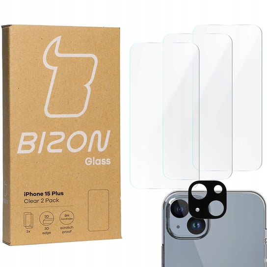3X Szkło + Szybka Na Aparat Bizon Clear 2 Pack Do Iphone 15 Plus Bizon