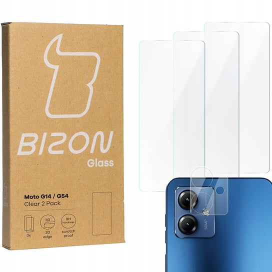 3x Szkło + szybka na aparat BIZON Clear 2 Pack do Motorola Moto G14 / G54 Bizon