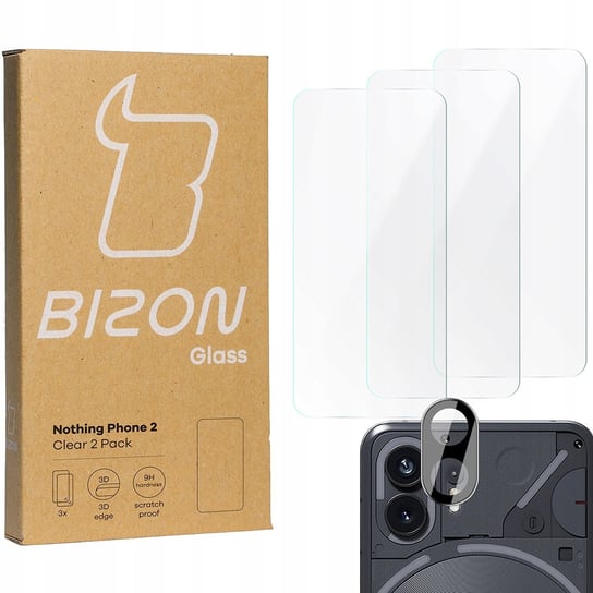 3x Szkło + szybka na aparat BIZON Clear 2 Pack do Nothing Phone 2 Bizon