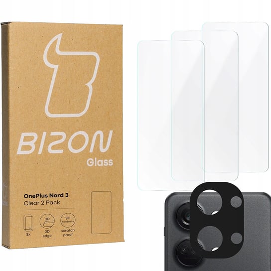 3x Szkło + szybka na aparat BIZON Clear 2 Pack do OnePlus Nord 3 Bizon