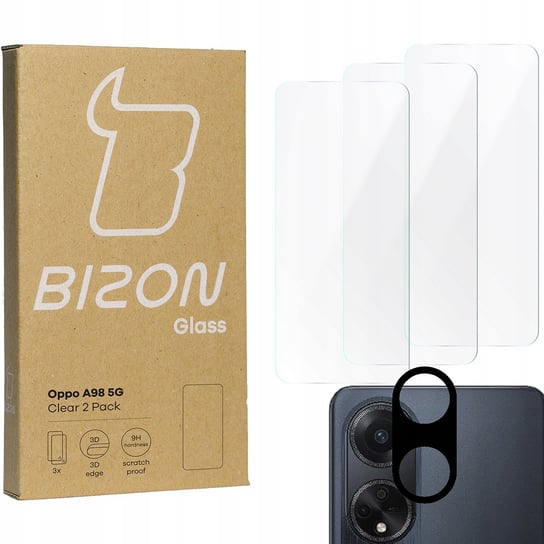 3x Szkło + szybka na aparat BIZON Clear 2 Pack do Oppo A98 5G Bizon