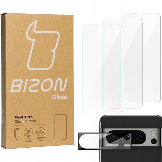 3x Szkło + szybka na aparat BIZON Clear 2 Pack do Pixel 8 Pro Bizon