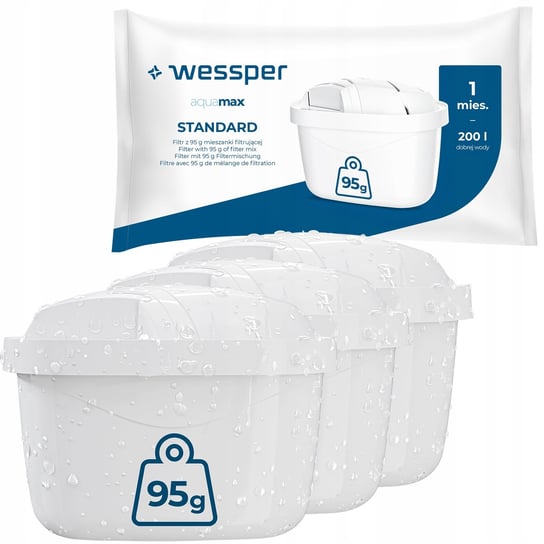 3x Wessper aquamax filtry wody wkład do dzbanka filtrującego Dafi Aquaphor Wessper