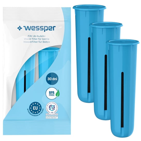 3X Wkład / Filtr Wessper (Zamiennik) Do Butelek Filtrujących Dafi Niebieski Wessper