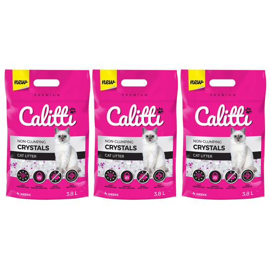 3x Żwirek dla kota CALITTI Crystals silikonowy Premium 3,8L Calitti