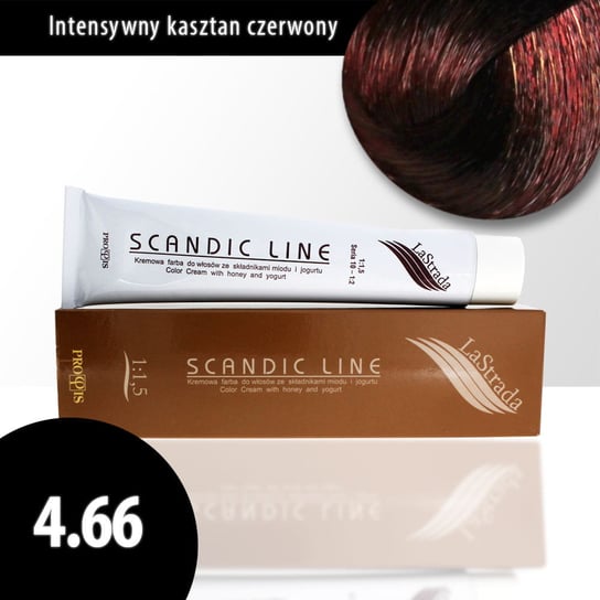 4.66 intensywny kasztan czerwony Scandic Line kremowa farba do włosów LaStrada 100ml Scandic Line