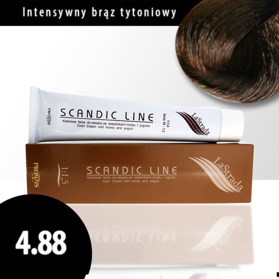 4.88 intensywny brąz tytoniowy Scandic Line kremowa farba do włosów LaStrada 100ml Scandic Line