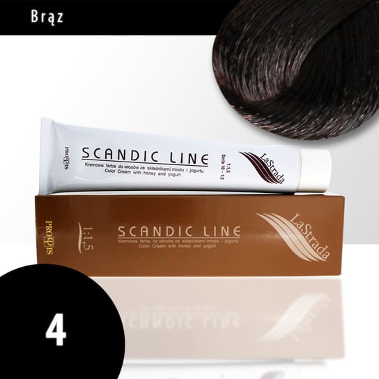 4 brąz Scandic Line kremowa farba do włosów LaStrada 100ml Scandic Line