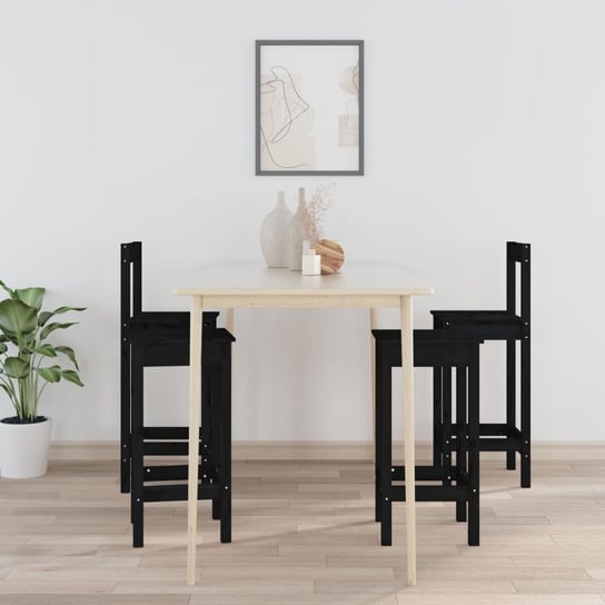 4-cz. zestaw krzeseł barowych, czarny, drewno sosnowe vidaXL