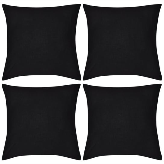 4 Czarne bawełniane poszewki na poduszki 80 x 80 cm vidaXL