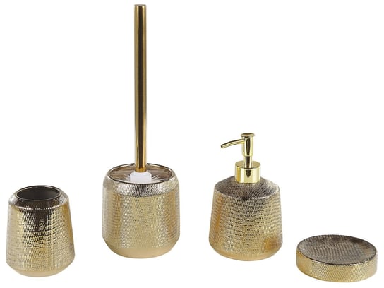 4-częściowy zestaw akcesoriów łazienkowych złoty PINTO Beliani