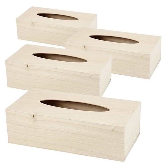4 drewniane pudełka na chusteczki o wymiarach 27 x 14 x 8 cm Youdoit