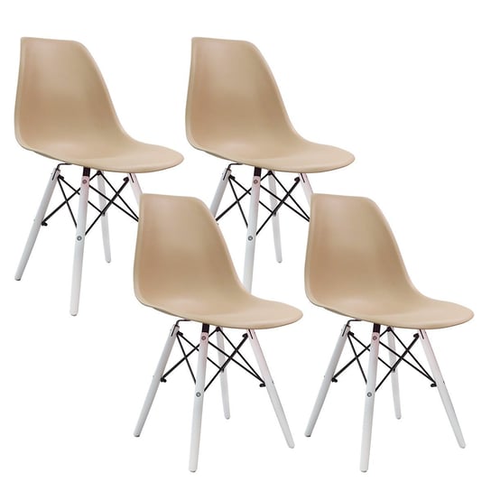 4 krzesła DSW Milano beżowe, nogi białe BMDesign